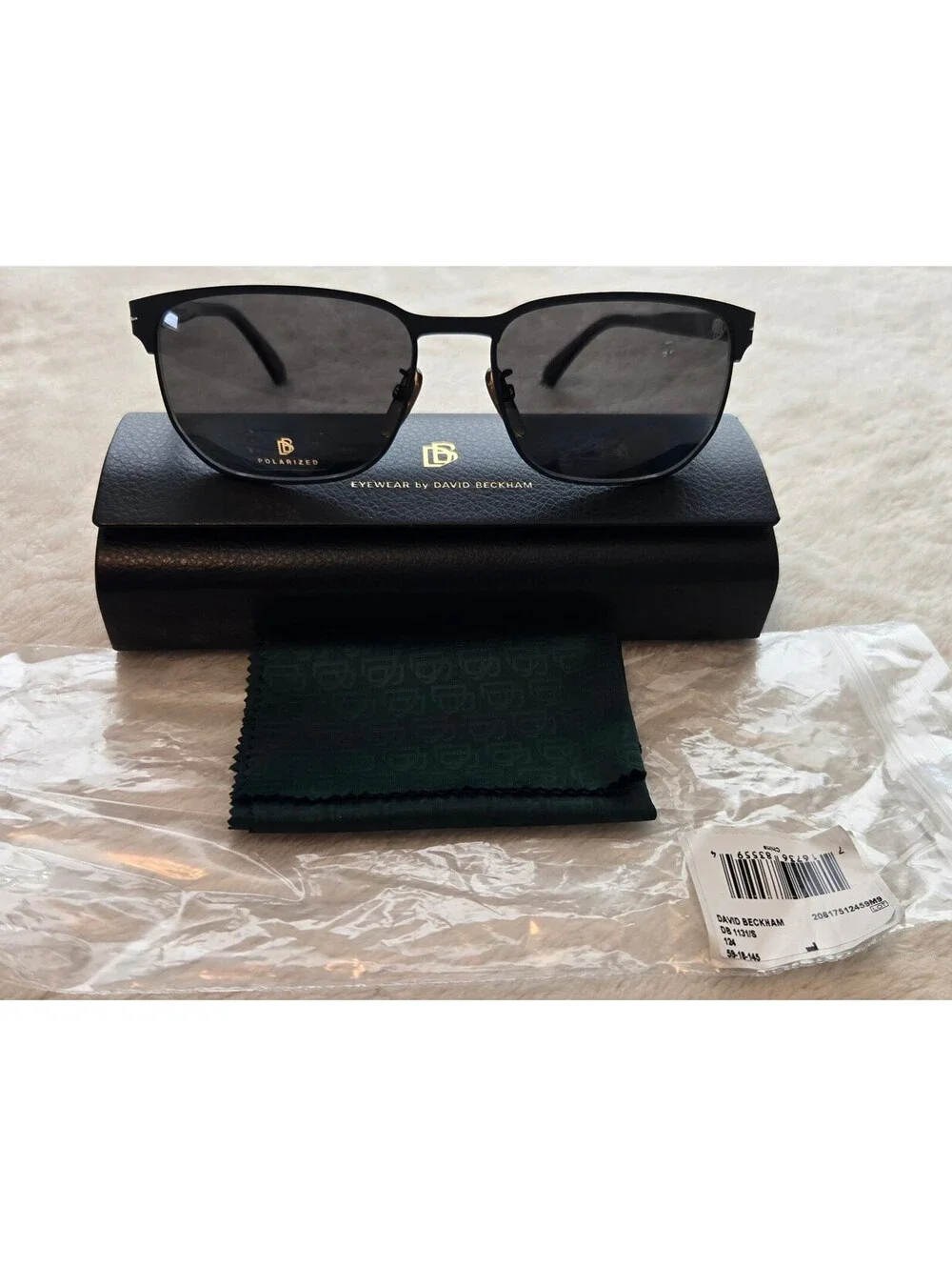 NEW DAVID BECKHAM DB1131S 124M9 POLARIZED Sunglasses, Mat Black/Gray, 59-18-14